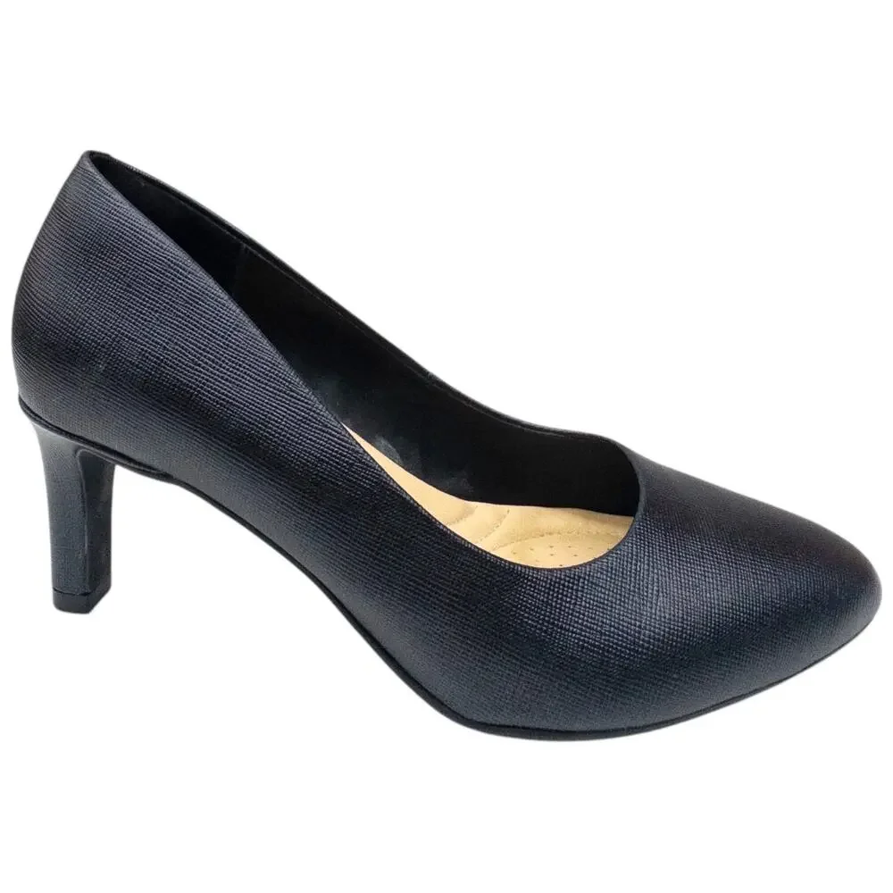 Clarks Artisian Black Textured Leather Heels Pumps Women's 5.5